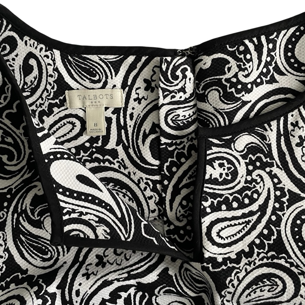Talbots Black and White Paisley Sleeveless Cotton Shift Dress Sz: 8 NWOT - Picture 5 of 11